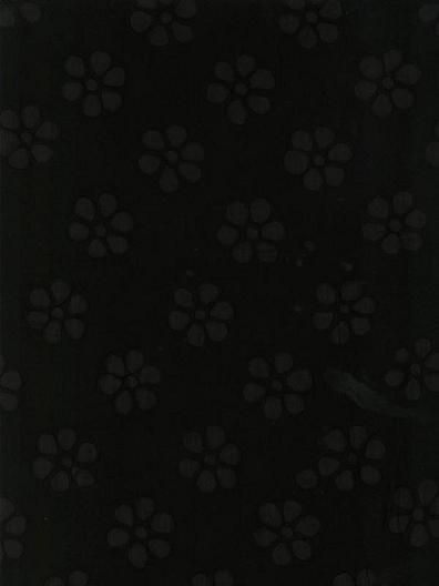 Cotton Embossed: Black Medium Flowers on Black